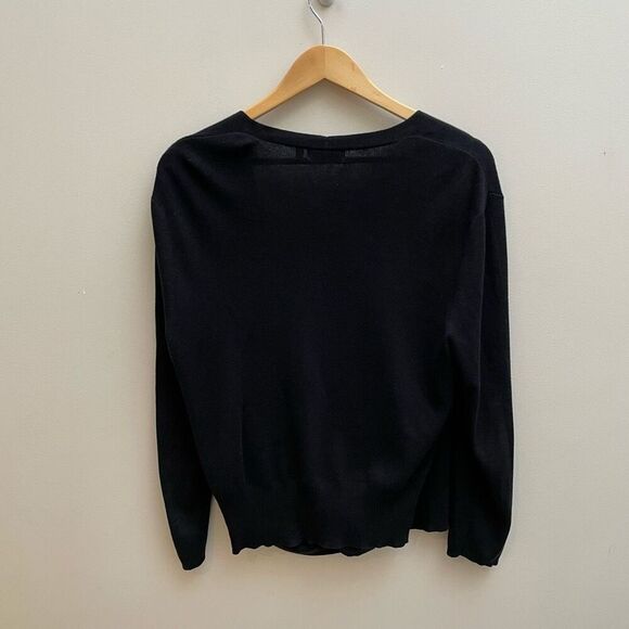 Habitat Clothes To Live In Cardigan Wrap Sweater Womens L Black Long Sleeve - Picture 9 of 12
